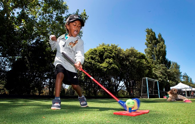 Mark Firisua From Oranga Primary School Playing SNAG Golf At The 2019 Saint Kentigern Halberg Adapted Sports Day.